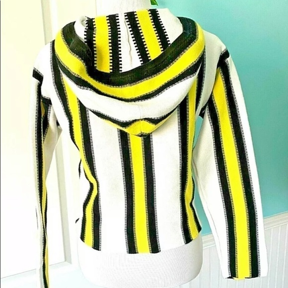 Forever 21 Sz Small Crop Sweater Hooded Striped - Picture 4 of 5